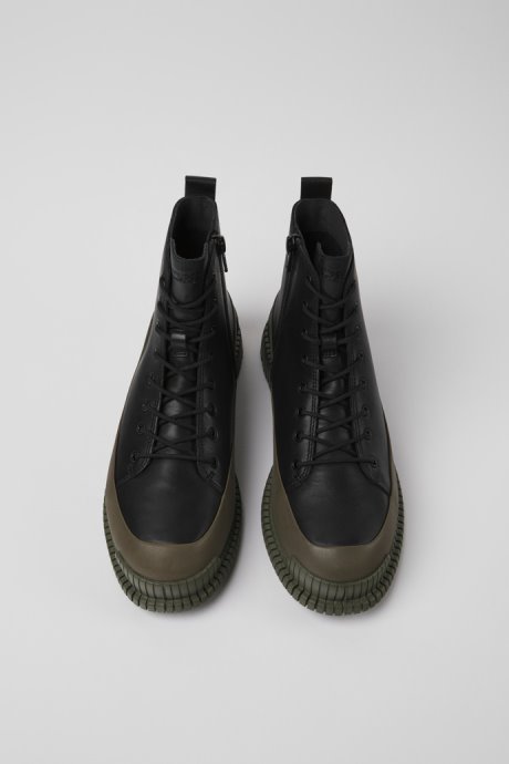 Camper Pix Black And Green Leather Ankle Boots For Women New Arrivals
