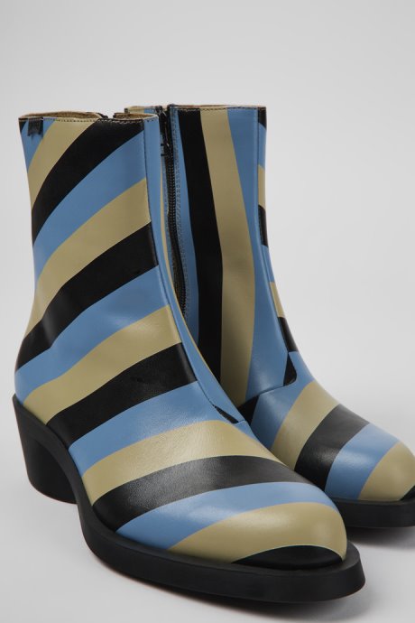 Bonnie Multicolored Striped Leather Boots For Women Exclusive Camper