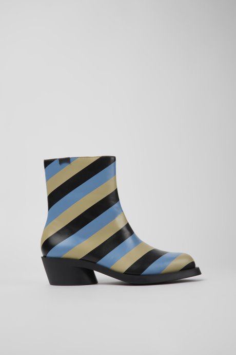 Bonnie Multicolored Striped Leather Boots For Women Exclusive Camper