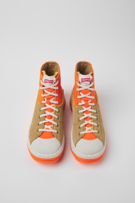 Camper Teix Orange And Beige Ankle Boots For Women New Arrivals