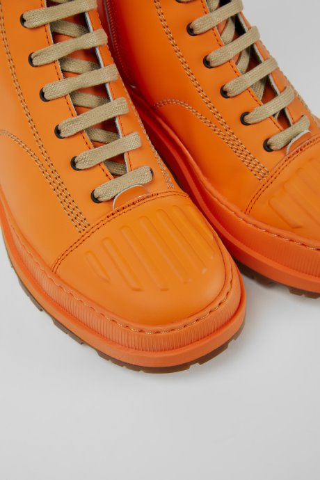 Camper Brutus Trek Michelin Orange Leather Ankle Boots For Women New Arrivals
