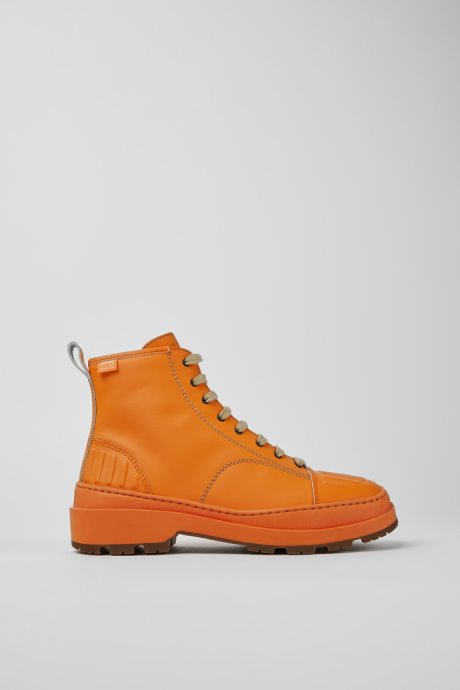 Camper Brutus Trek Michelin Orange Leather Ankle Boots For Women New Arrivals