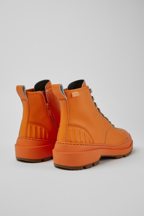 Camper Brutus Trek Michelin Orange Leather Ankle Boots For Women New Arrivals