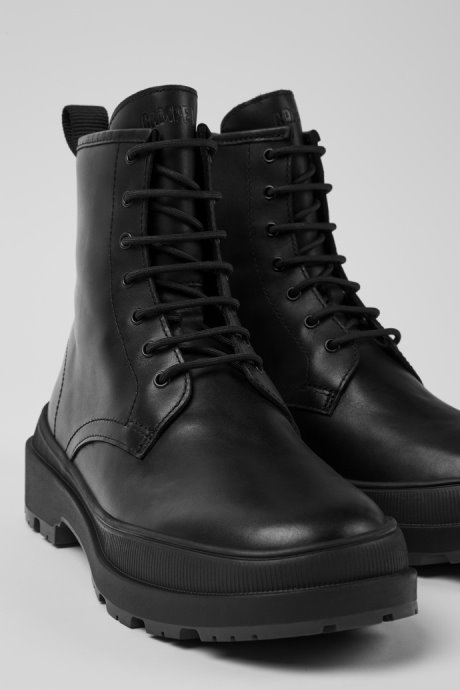 Design Brutus Trek Gore-Tex Black Leather Lace-Up Ankle Boots For Women Camper