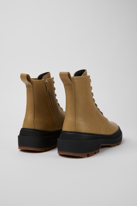 Brutus Trek Michelin Beige Leather Ankle Boots For Women Camper New Arrivals