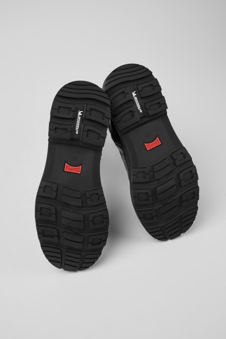 Design Brutus Trek Michelin Black Leather Ankle Boots For Women Camper