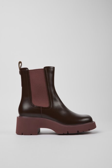 Milah Burgundy Leather Chelsea Boots For Women Camper New Arrivals