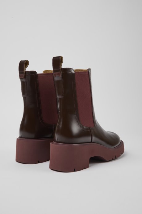 Milah Burgundy Leather Chelsea Boots For Women Camper New Arrivals