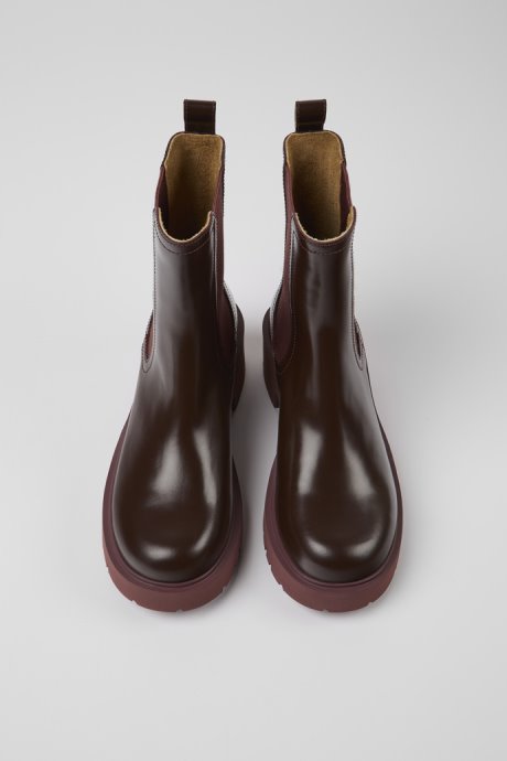 Milah Burgundy Leather Chelsea Boots For Women Camper New Arrivals