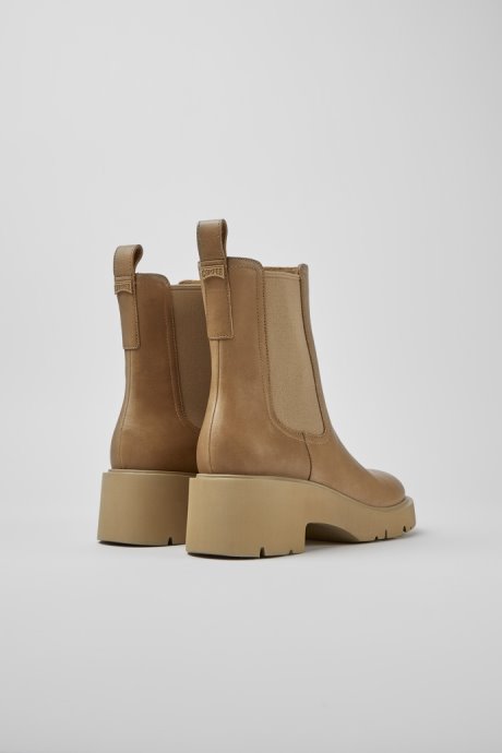Camper Design Milah Beige Leather Chelsea Boots For Women