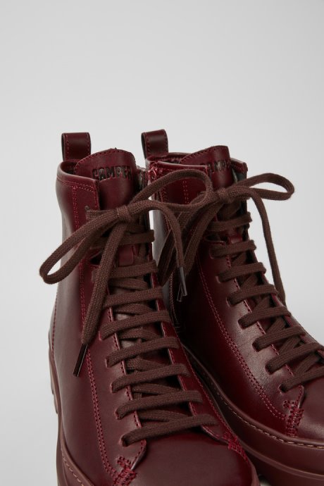 Brutus Burgundy Leather Ankle Boots For Women Camper New Arrivals