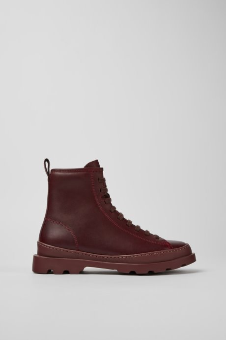 Brutus Burgundy Leather Ankle Boots For Women Camper New Arrivals