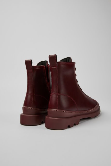 Brutus Burgundy Leather Ankle Boots For Women Camper New Arrivals