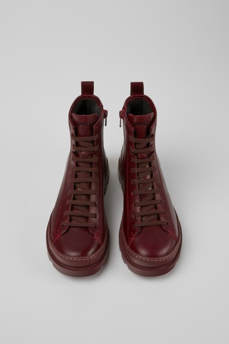 Brutus Burgundy Leather Ankle Boots For Women Camper New Arrivals