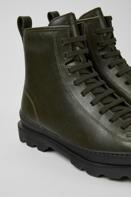 Camper Design Brutus Dark Green Leather Ankle Boots For Women
