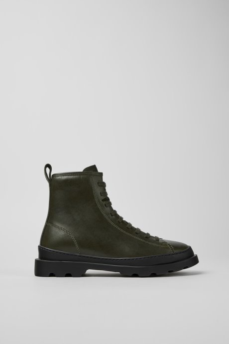 Camper Design Brutus Dark Green Leather Ankle Boots For Women