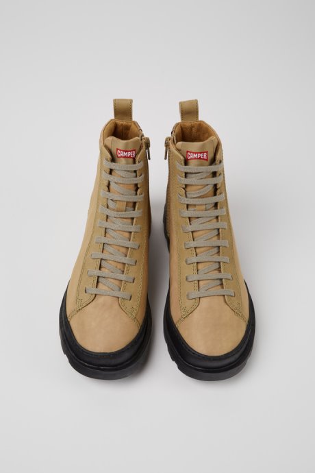 Camper Design Brutus Beige Textile And Leather Ankle Boots For Women