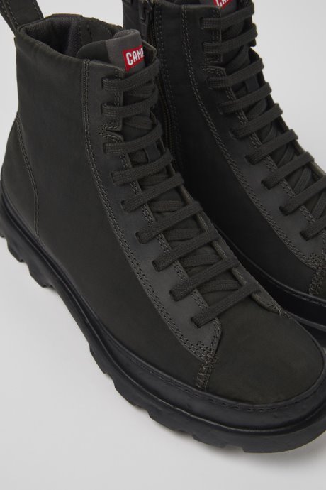 Exclusive Camper Brutus Dark Gray Textile And Nubuck Ankle Boots For Women