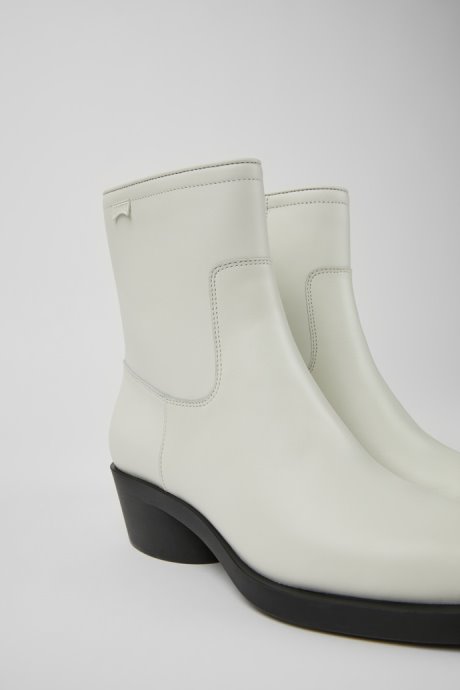 Camper Bonnie White Leather Ankle Boots For Women New Arrivals