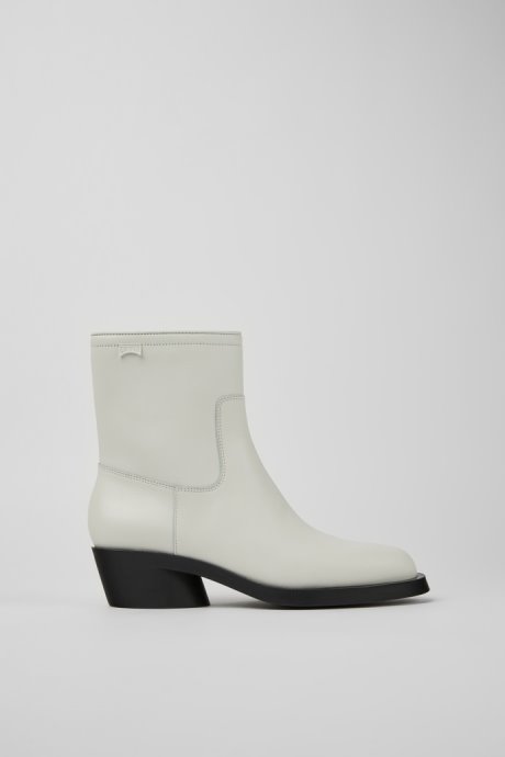 Camper Bonnie White Leather Ankle Boots For Women New Arrivals