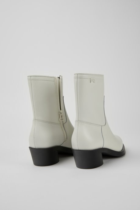Camper Bonnie White Leather Ankle Boots For Women New Arrivals