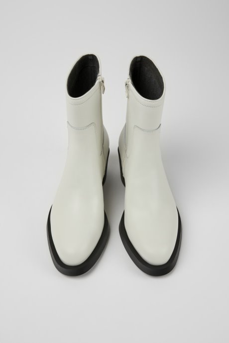 Camper Bonnie White Leather Ankle Boots For Women New Arrivals