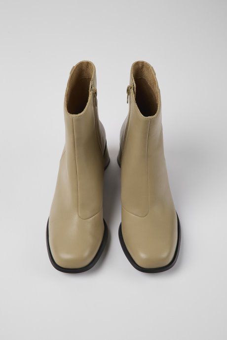 Camper Kiara Beige Leather Ankle Boots New Arrivals