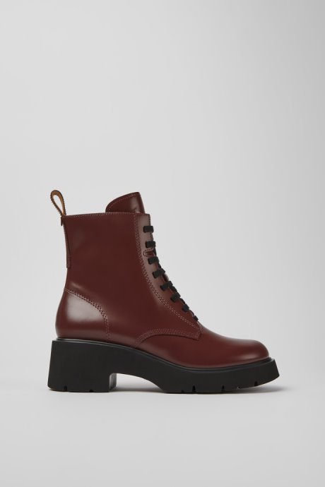 Milah Burgundy Lace-Up Boots For Women Exclusive Camper