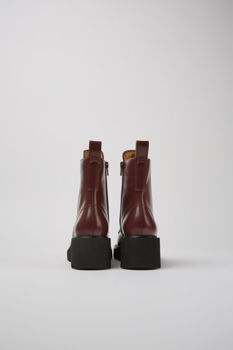 Milah Burgundy Lace-Up Boots For Women Exclusive Camper