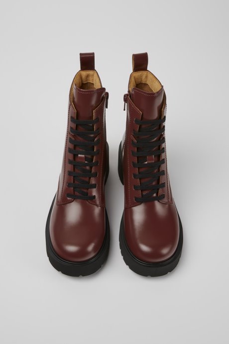 Milah Burgundy Lace-Up Boots For Women Exclusive Camper