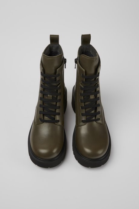 Milah Green Lace-Up Boots For Women Camper New Arrivals