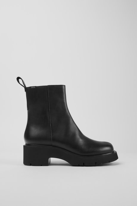 Camper Milah Gore-Tex Black Leather Zip Boots For Women New Arrivals