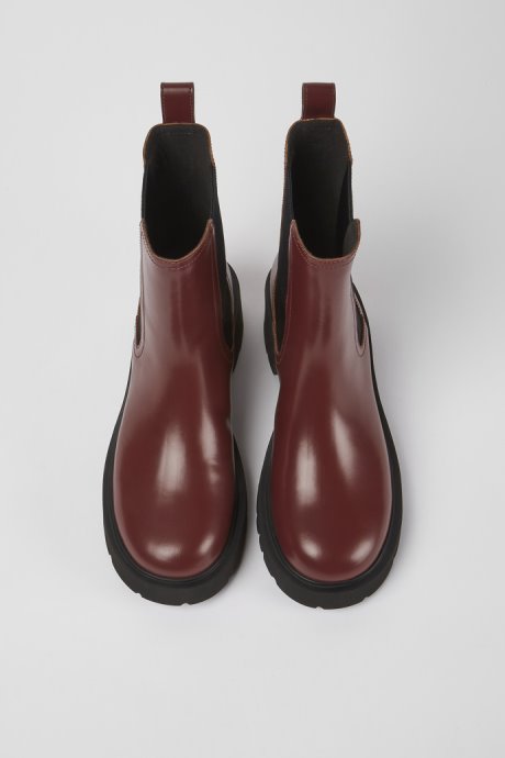 Design Milah Burgundy Leather Boots For Women Camper