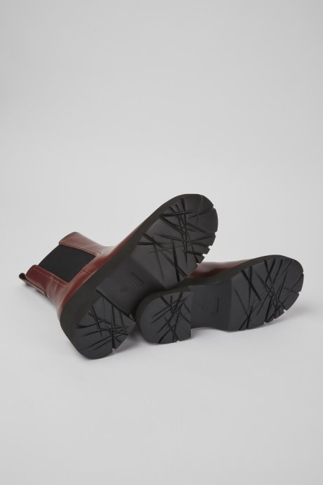 Design Milah Burgundy Leather Boots For Women Camper