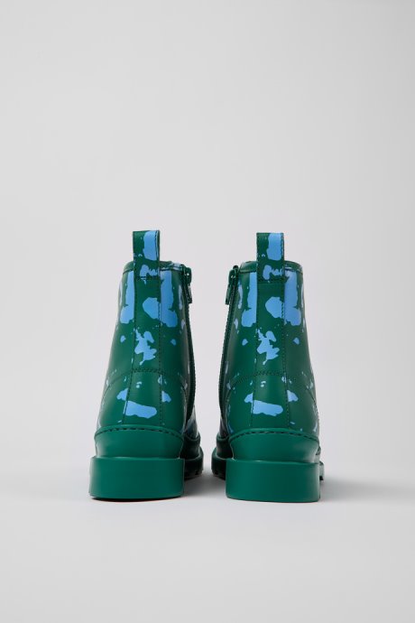 Camper Brutus Green And Blue Leather Ankle Boots For Women New Arrivals