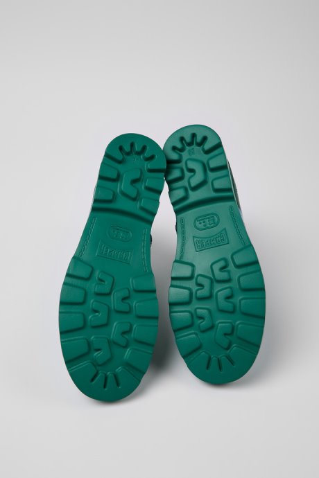 Camper Brutus Green And Blue Leather Ankle Boots For Women New Arrivals