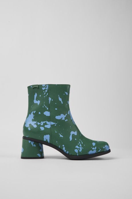 Design Kiara Green And Blue Printed Leather Ankle Boots Camper