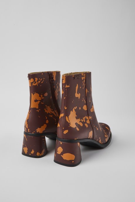 Kiara Burgundy And Orange Printed Leather Ankle Boots Exclusive Camper