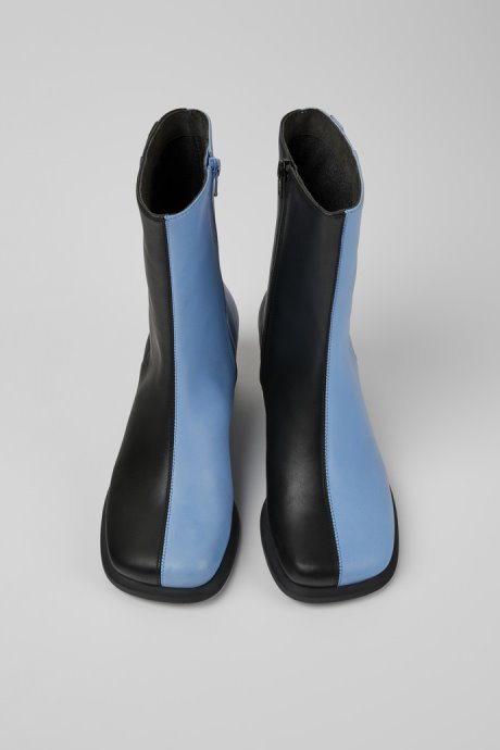 Camper Twins Blue And Black Leather Ankle Boots For Women New Arrivals