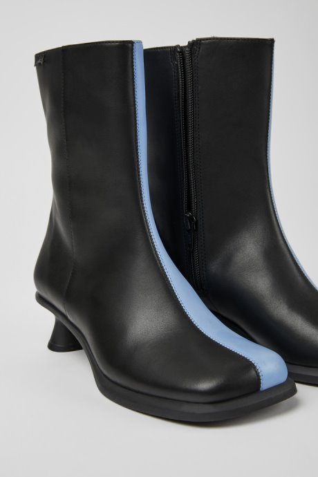 Camper Twins Blue And Black Leather Ankle Boots For Women New Arrivals