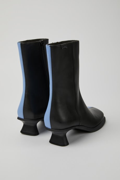Camper Twins Blue And Black Leather Ankle Boots For Women New Arrivals