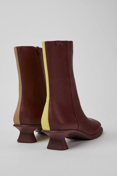 Exclusive Camper Twins Burgundy And Yellow Ankle Boots For Women