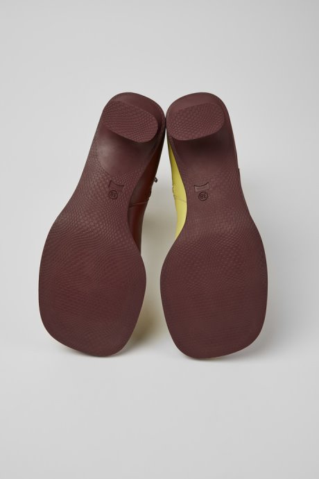 Exclusive Camper Twins Burgundy And Yellow Ankle Boots For Women