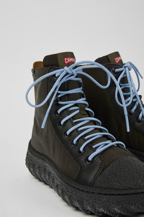 Camper Design Ground Michelin Dark Green Textile And Leather Ankle Boots For Women