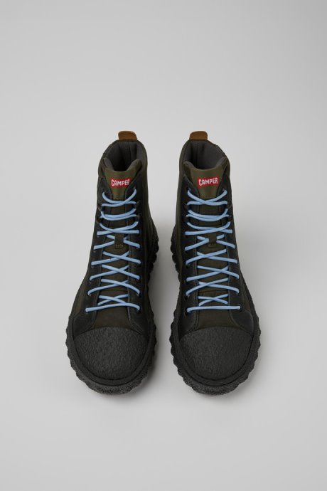 Camper Design Ground Michelin Dark Green Textile And Leather Ankle Boots For Women