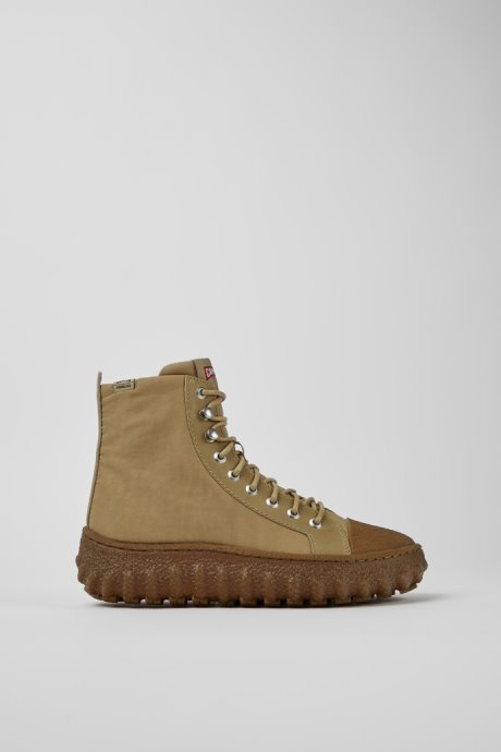 Ground Michelin Beige Textile And Leather Ankle Boots For Women Camper New Arrivals