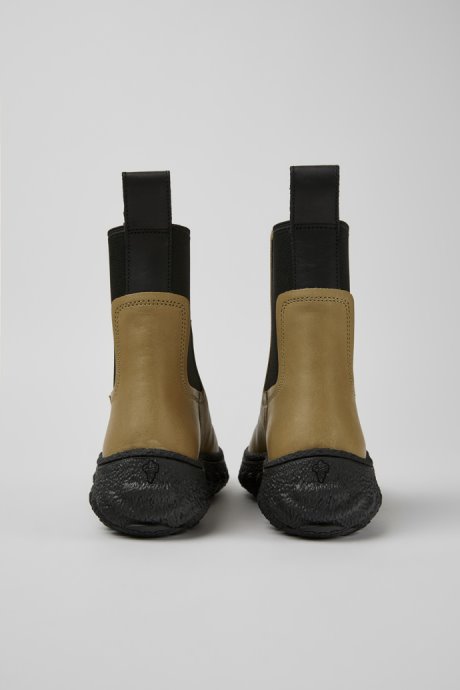 Design Ground Michelin Beige Leather Ankle Boots For Women Camper