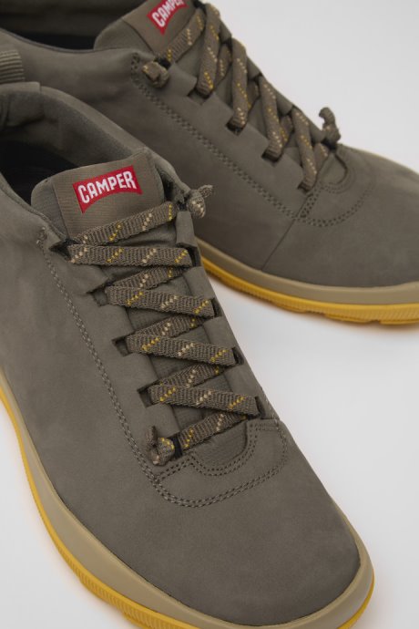 Camper Design Peu Pista Gore-Tex Brown Gray Leather Sneakers For Women