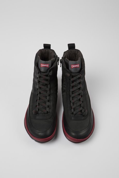 Camper Design Peu Pista Michelin Gray Recycled Nylon And Leather Boots For Women