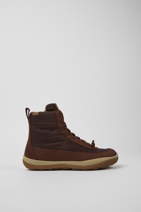 Exclusive Camper Peu Pista Michelin Brown Recycled Nylon And Leather Boots For Women